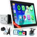 10.1 inch Single Din Car Stereo with FM/RDS Wireless Carplay Android Auto Backup Camera, Sellrich Single Din Detachable Screen Radio Support Bluetooth YouTube MirrorLink EQ USB/AUX/TF SWC