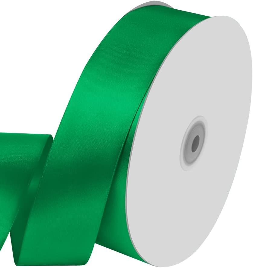 3 x 1-1/2" Wide x 100 Yards Wide Green Satin Ribbon Solid Fabric Ribbons Roll for Valentine's Day Crafts Chair Sash Gift Wrapping, Invitation Cards, Floral Sewing Party (Green) 3 x 1-1/2" Wide x 100 Yards Wide Green Satin Ribbon Solid Fabric Ribbons Roll for Valentine's Day Crafts Chair Sash Gift Wrapping, Invitation Cards, Floral Sewing Party (Green)