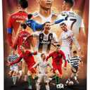 IDOLUSTER Soccer Superstar Cristiano Ronaldo Signed Wall Tapestry Poster For Kids Fans Bedroom Wall Hanging Decoration-Ronaldo Tapestry For Teen Boy Birthday Party Gifts-70x100CM