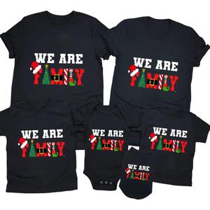 Merry and Bright Shirt Christmas T-Shirts for Family Couple Outfit Tee Christmas Top Parent-Child Short Sleeves (Large, Black7)