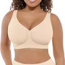 FeelinGirl Bras for Women No Underwire Seamless Stretchy Lift Lightly Bralette Plus Size Womens Wireless Bra Beige 3XL