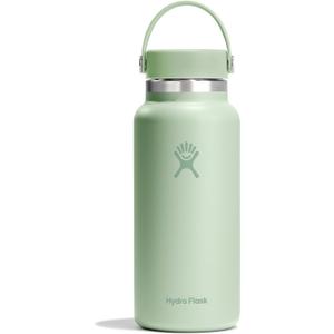 Hydro Flask Water Bottle - Insulated Stainless Steel - Wide Mouth Flex Lid, Non Spill, Leakproof and Refillable in 32 Oz Aloe Green