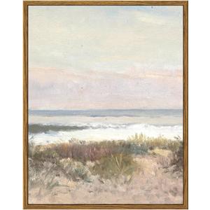 InSimSea Framed Wall Art for Living Room Decor Classical Coastal Scenery Bathroom Pictures Wall Decorations Farmhouse Kitchen Office Bathroom Art Wall Decor 11x14in (14L" x 11W", Beach Grass and Surf)