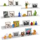 Lyeasw White Floating Shelves for Wall 47 Inch Long, Set of 5 Tiered-Depth Wall Shelves, Picture Ledge Shelf for Living Room, BedroomKitchen, Office, Bathroom, Nursery
