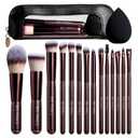 BS-MALL 14 Pcs Makeup Brushes Set with 1 Pcs Makeup Sponge Essential Foundation Powder Concealers, Eye Shadows, Blush Makeup Brushes with Travel Makeup Case (Coffee)