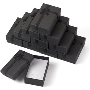 12pcs Black Small Jewelry Gift Boxes 3.19x2.03 Inch Bracelet Necklace Earring Packaging Boxes Jewelry Display Box With Lids Bowknot for Easter Mothers Day Jewelry Display