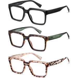 Oversized Reading Glasses Women Oprah Style Blue Light Blocking Computer Readers Designer Ladies Large Frame Square (Black & Tortoise With Green & White Tortoise)