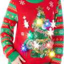 Women Christmas Tree Ugly Sweater with Light Bulbs (Small)