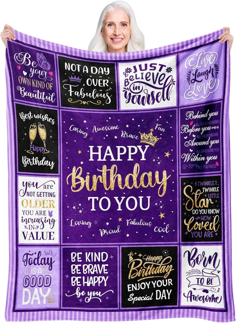Birthday Gifts for Women, Gifts for Women Birthday Unique, Happy Birthday Gifts for Women, Womens Birthday Gifts Idea for Her/Friends/Mom/Grandma/Aunt/Wife, Funny Birthday Decoration Blanket 50"x60"