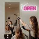 Open Neon Sign Pink White LED Sign USB Powered Neon Light up Signs for Wall Decor with Switch for Bar Salon Store Hotel Coffee Shop Club Business
