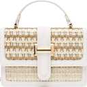 Small Straw Purse for Women Summer Beach Crossbody Bag Woven Handbags and Purses with PU Leather Top Handle