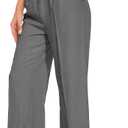 FUNYYZO Wide Leg Dress Pants for Women Work Slacks Business Casual Outfits | Office Dress Pants for Women, High Waisted, Stretchy Back Elastic Waistband, Multiple Color Size, Casual, Loose Summer Pants (Gray, XL)