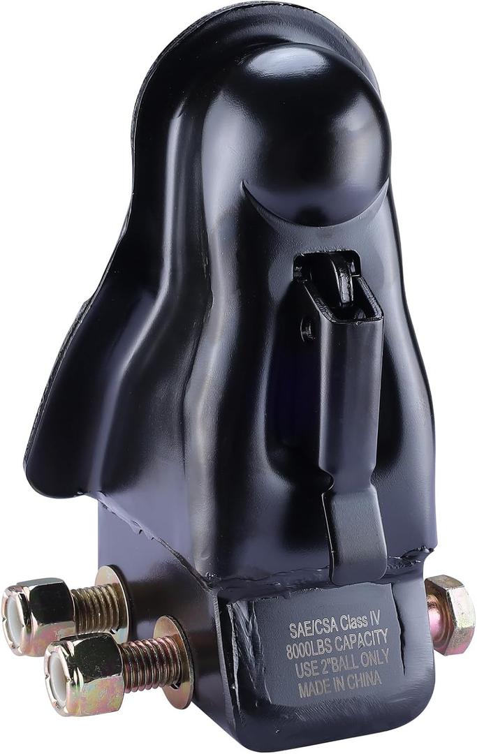 NovelBee 2" Ball Adjustable Trailer Coupler with Hardware, Class IV Heavy Duty Black Adjustable Coupler for Towing RV, Boat, Camper, Towing Capacity 8000lbs