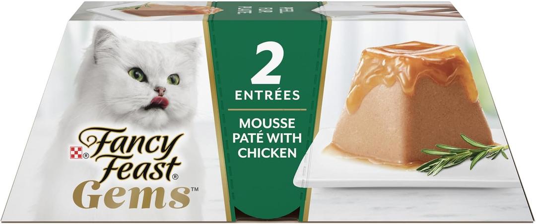 Fancy Feast Gems Pate Cat Food Mousse With Chicken and a Halo of Savory Gravy Cat Food - (Pack of 8) 4 oz. Boxes (EXP 01/01/27)