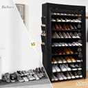 RevoHome Shoe Rack with Cover, 10 Tier Shoe Organizer for Closet, Holds 55 Pairs, Vertical Space Saving Shoe Storage Shelf with 8 Side Pockets & Chalkboard Labels for Entryway, Bedroom, Dorm, X-Large