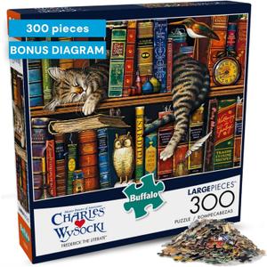 Buffalo Games - Charles Wysocki - Frederick The Literate - 300 Piece Jigsaw Puzzle For Adults - Large, Oversized Pieces - Challenging Puzzle Perfect for Game Nights - Finished Size is 21.25 x 15.00