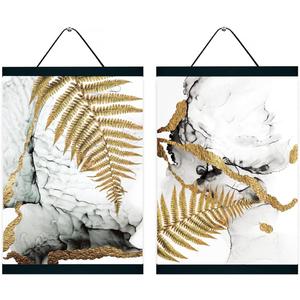 2 Pack Magnetic Poster Hanger Frame 16 Inch Black- 16x24 16x22 16x20 - Extra Strong Magnets, Quick Assembly and Easy Use, Wood Poster Hanger for Wall Art, Pictures, Prints, Maps, Canvas