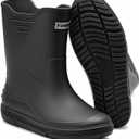 Rain Boots for Women men, Rubber Boots Waterproof with PVC Unique Design, Comfort Lightweight Work Mud Boots, Resistant Durable Slip Garden Boots for Fishing Farming Gardening (10.5-11 Women/9.5-10 Men, Black)