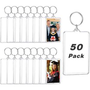 Yaomiao Acrylic Photo Frame Keychain Holder Photo Picture Insert Blank Keyring for DIY Craft