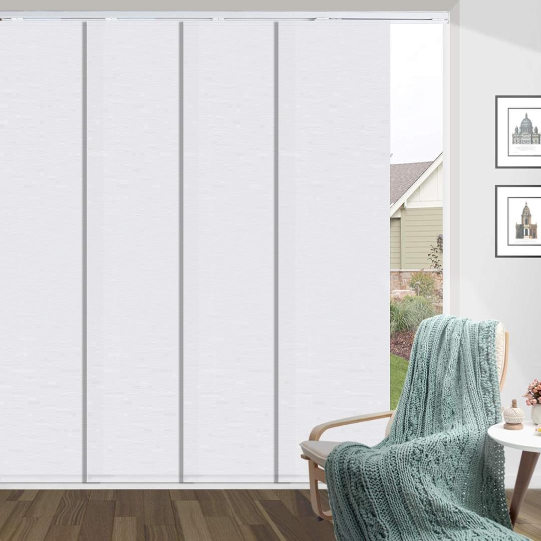Cordless Super Large Sliding Panel Track Blind, Blackout White Adjustable Custom Cordless Vertical Blinds, UV Protection Window Blinds for Sliding Doors, Large Windows, Open Spaces and Room Dividers (White - Blackout)