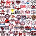 Wavwavw 50 Pcs Themed Iron on Patches Applique with Words Embroidered Sew on Cloth Colorful Multiple Styles Patches for Clothes Hats Backpacks Jackets Accessories Souvenirs Gifts(Baseball)