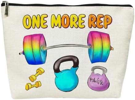 SIUNY Workout Gym Exercise Gifts for Fitness Lovers Women Cosmetic Bags -Funny Gifts for Female Friends Sister Coworker One More Rep Small Makeup Travel Bag
