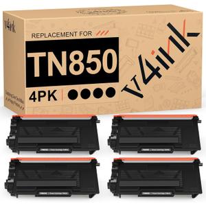 v4ink Compatible Toner Cartridge Replacement for Brother TN850 TN-850 TN-820 TN820 use with HL-L5200DW HL-L6200DW MFC-L5700DW MFC-L5800DW MFC-L5900DW DCP-L5600DN Printer Ink (4 Packs, High Yield)