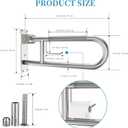 Toilet Grab Bar 22.4 Inch, Munzong Anti-Slip Handicap Grab Bars with Paper Holder, Flip-Up Bathroom Toilet Safety Rails, Stainless Steel Knurled Support handrails for Seniors Elderly Disabled Pregnant