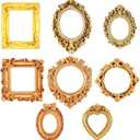8 Pcs Mini Vintage Frames, Mini Gold Picture Frames Small Antique Photo Frame Ornaments for DIY Jewelry Display Christmas Wedding Holiday Party Home Hotel Decor