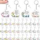 Sureio Christian Keychain Gift Bulk Religious Cross Bible Verse Acrylic Keychain Back To School Gift for Students VBS Church
