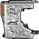 Auto Dynasty Headlight 20-22 Ford F250 F350 F450 F550, Passenger Right Side | Headlights for 20-22 Ford F250 F350 F450 F550 Super Duty, with Turn Signal Side Marker, Passenger Right Side, Chrome Amber