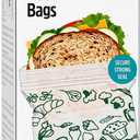 Lunchskins Ziptop BPI Certified Compostable & Resealable Freezer-Safe Food Storage Bags, Sandwich Size, 50 Bags - Eco-Friendly, Made Without PFAS and BPA