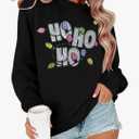 LOTUCY Sequin Christmas Sweatshirt Women: Santas Favorite HoHoHo Christmas Sweater Merry Holiday Long Sleeve Tops, S