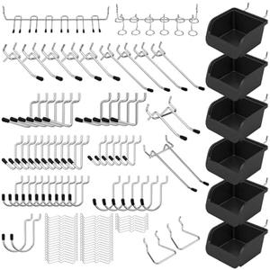 Ultimate 121-Piece Pegboard Hooks Set, Pegboard Accessories with Metal Hooks, Durable Peg Board Organizer Accessories, Pegboard Bins, Peg Board Tool Utility Hooks