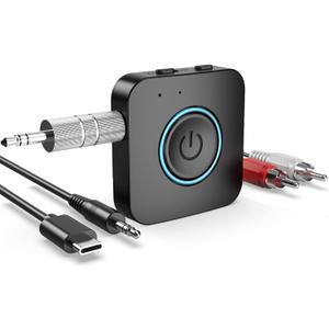 Bluetooth Transmitter Receiver, LAICOMEIN V5.0 2 in 1 Wireless Adapter, Portable Wireless Transmitter for TV, PC, AIrplirplane, Bluetooth Receiver for Speakers, Car and Home Stereo