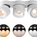 Ceiling Spot Lights Indoor, Ceiling Accent Lights, 3000-6000K Selectable, 30W LED Spot Lights, CRI 98, 220 Directional, White Adjustable accent lights for Living Room Hallway Gallery ( Three-Head)