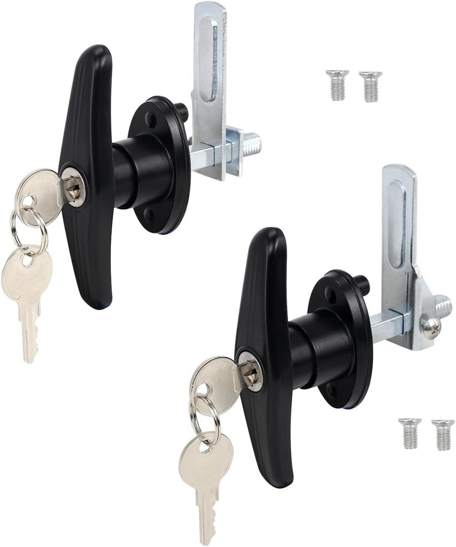 Truck Cap Locking T-Handle, Matching Set T-Handles Lock, Truck Cap Topper Camper Shell Locking T-Handle, Keyed Alike Black T-Handle Lock kit (Left&Right)-Complete Set (2 Locks)