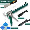 14Pcs Caulk Gun Kit Duty Caulk Gun 3 in 1 Silicone Caulking Tools 4Pcs Glass Glue Angle Scraper Caulking Nozzles Putty Knife Scraper 2 Rolls Masking Tape for Kitchen Bathroom Window Tile Sink Joint