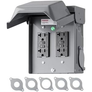 DEWENWILS Outdoor Electrical Outlet Box, Dual 20 AMP WRTR GFCI Receptacles with Rainproof 3R Enclosure, Waterproof GFCI Outlet Box with Cover for Garden, Outdoor Lights, ETL Listed