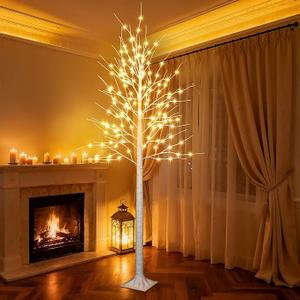 iBaycon 6FT Christmas Birch Tree Lights, Lighted Birch Tree LED Artificial Trees with 8 Modes Timer, Prelit Light Up Trees for Indoor and Outdoor Party Holiday Christmas Decorations