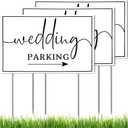 Wedding Signs 3-Pack Parking This Way Directional Signs Double Sided Printed with Stakes for Wedding Ceremony and Reception - 16 x 12 Inch