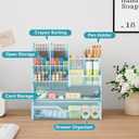 Marbrasse Mesh Pen Holder for Desk, Multi-Functional Pencil Organizer with Drawer, Desk Organizers and Accessories for Office Art Supplies (Blue)
