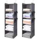 BOOMIBOO Hanging Closet Organize and Shelves，5-Hanging Shelf with 2 Side Pockets, Storage Foldable（2 Pack, Grey）