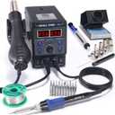 YIHUA 8786D I 2 in 1 Hot Air Rework and Soldering Iron Station with 10 Solder Iron Tips, 4 Hot Air Nozzles, F /C, Cool/Hot Air Conversion and Sleep Function