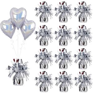 Aluminum Foil Balloon Weights for Parties (12 pcs) - 0.31lb (140g) Each - Premium Balloon Anchors for Birthday, Wedding, Dinner, Indoor & Outdoor Decorations(Silver 12pcs)