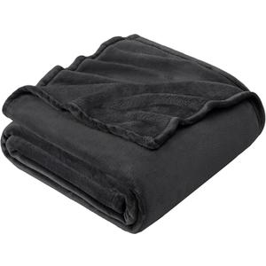 Hansleep Flannel Fleece Throw Blanket Twin Size, Super Soft Fluffy Bed Plush Blanket Throw, Luxury Fuzzy Cozy Couch Blanket for All Seasons, Charcoal, Twin 60x80