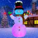 Buheco Snowman Inflatable Christmas Yard Decorations 8ft Giant Cute Blow Up Snowman Inflatables Outdoor Rotating Colorful Led Lights Xmas Frosty Winter Decor for Indoor Outside Lawn Holiday Vacation
