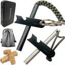 VVAAGG Flint and Steel Fire Starter Kit Survivor, 3/8" 1/2 inch Ferro Rods and Magnesium Rods with Paracord Handle