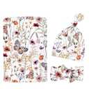 Newborn Swaddle Set with Matching Headband Hat and Bow Set Floral Baby Girl Newborn Receiving Blankets Baby Swaddle Nursery Wildflower Baby Blanket (Butterfly)