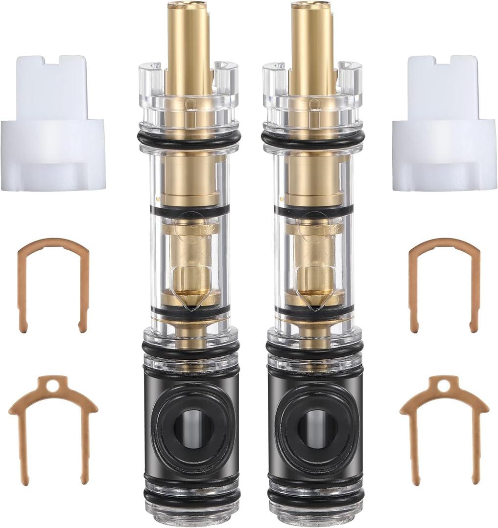 Enhon 2 Pack Dual Seal Cartridge Replacement Compatible with Moen 1225 1225B, One Handle Kitchen and Bathroom Faucet Cartridge Fits Single Handle Faucet/Showers, Brass